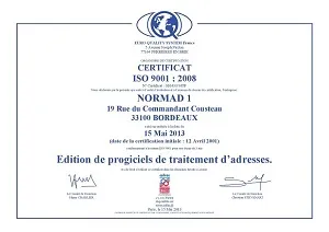 Certificat ISO 9001 Normad1